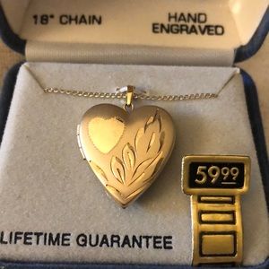 14KT Gold Filled Heart Locket Necklace Hand Engraved